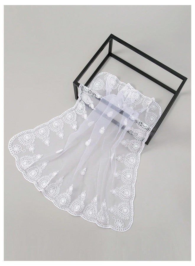 Floerns Women's Flower Embroidery Hair Scarf Headband Sheer Lace Hair Bandana White One-Size - Image 3